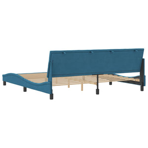Bed Frame without Mattress "Hanko" Blue 200x200 cm Velvet