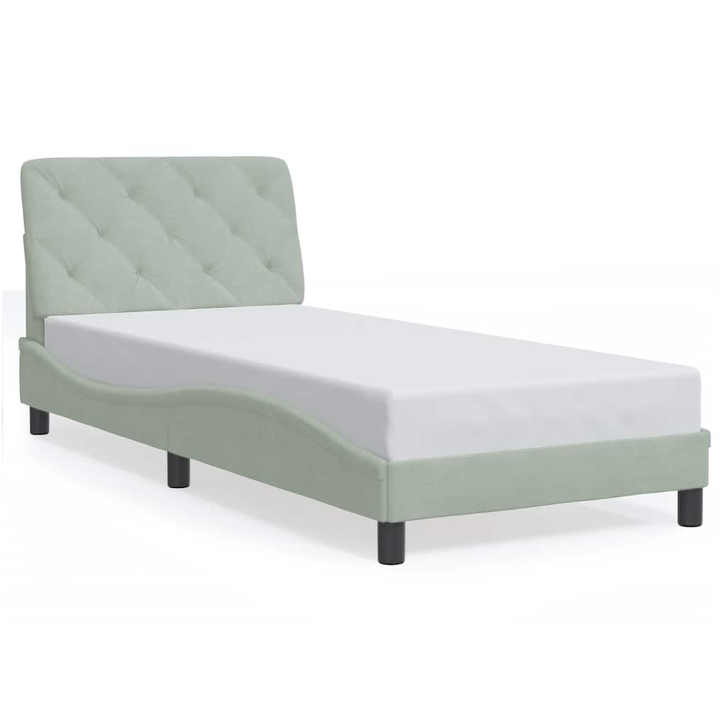 Bed Frame without Mattress Light Grey 90x190 cm Velvet
