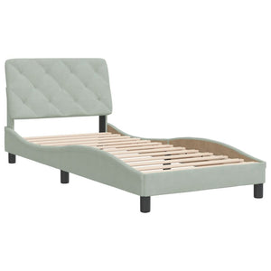 Bed Frame without Mattress Light Grey 90x190 cm Velvet
