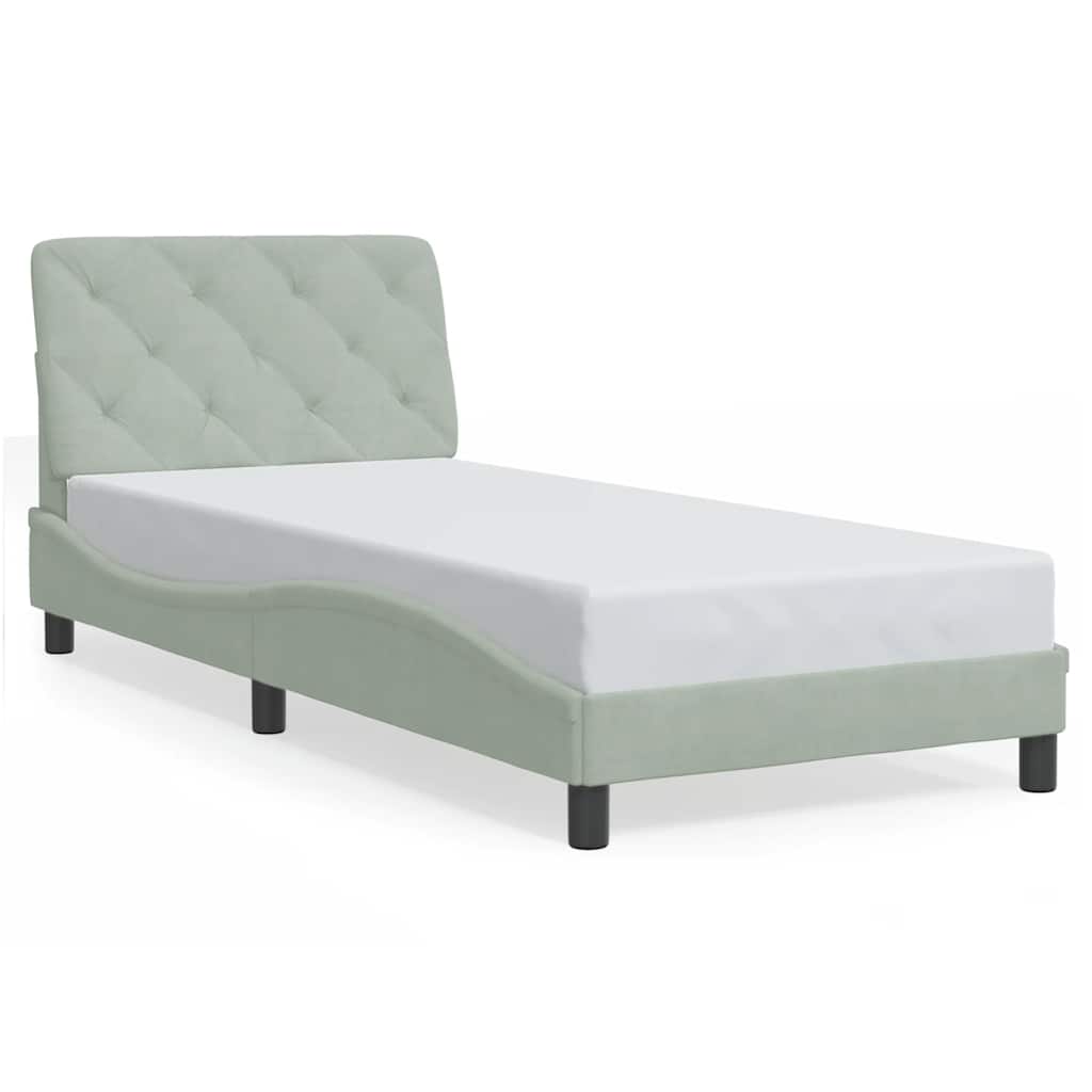 Bed Frame without Mattress Light Grey 90x200 cm Velvet