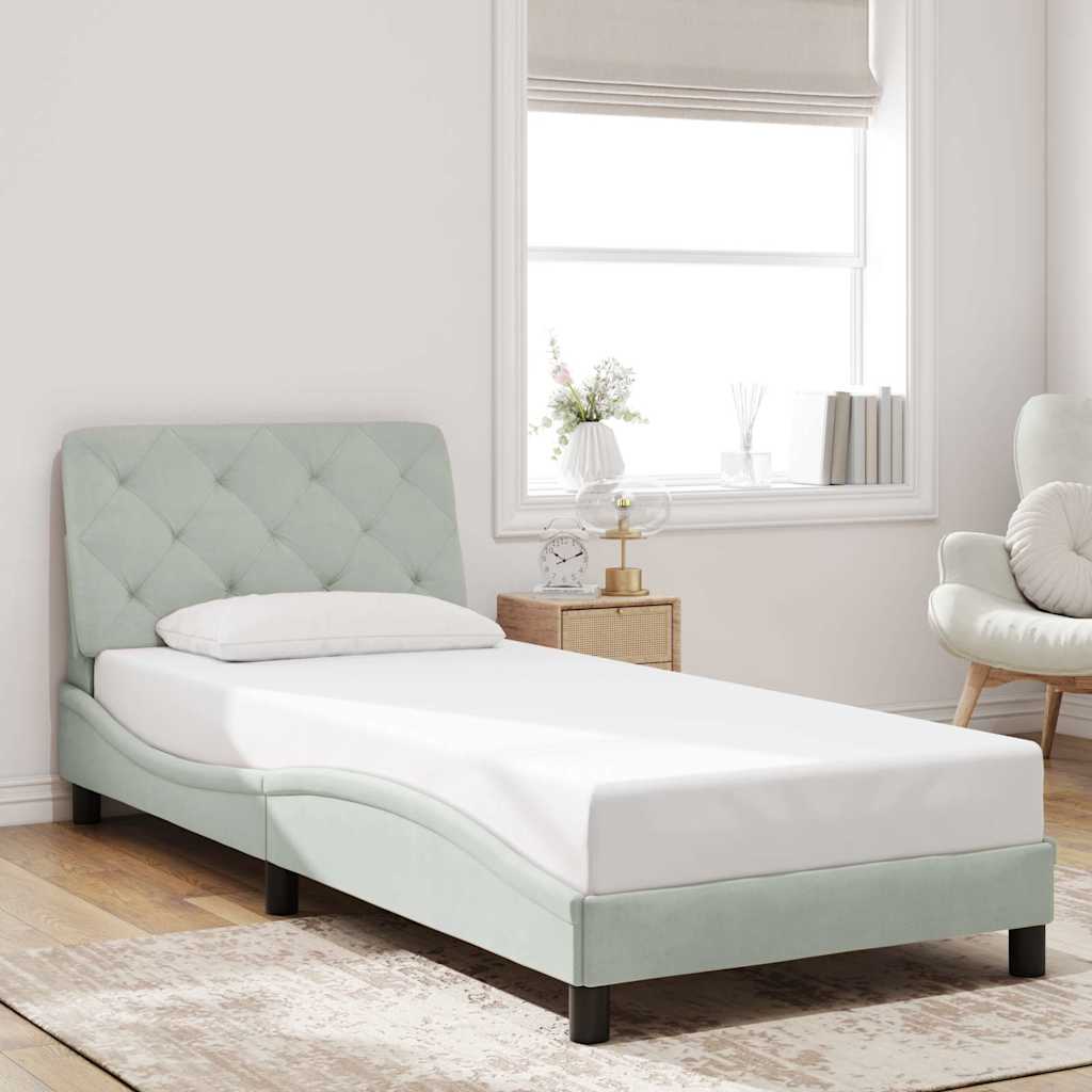 Bed Frame without Mattress Light Grey 90x200 cm Velvet