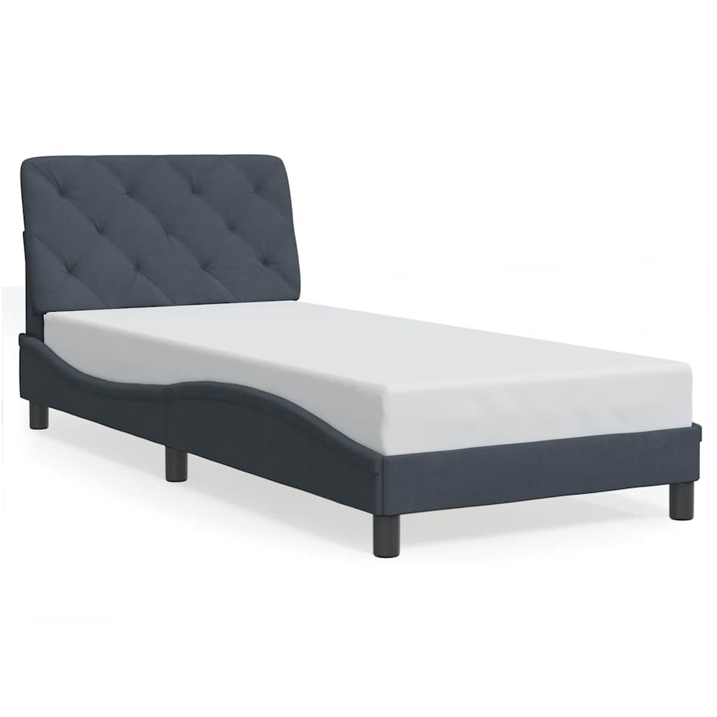 Bed Frame without Mattress Dark Grey 90x200 cm Velvet