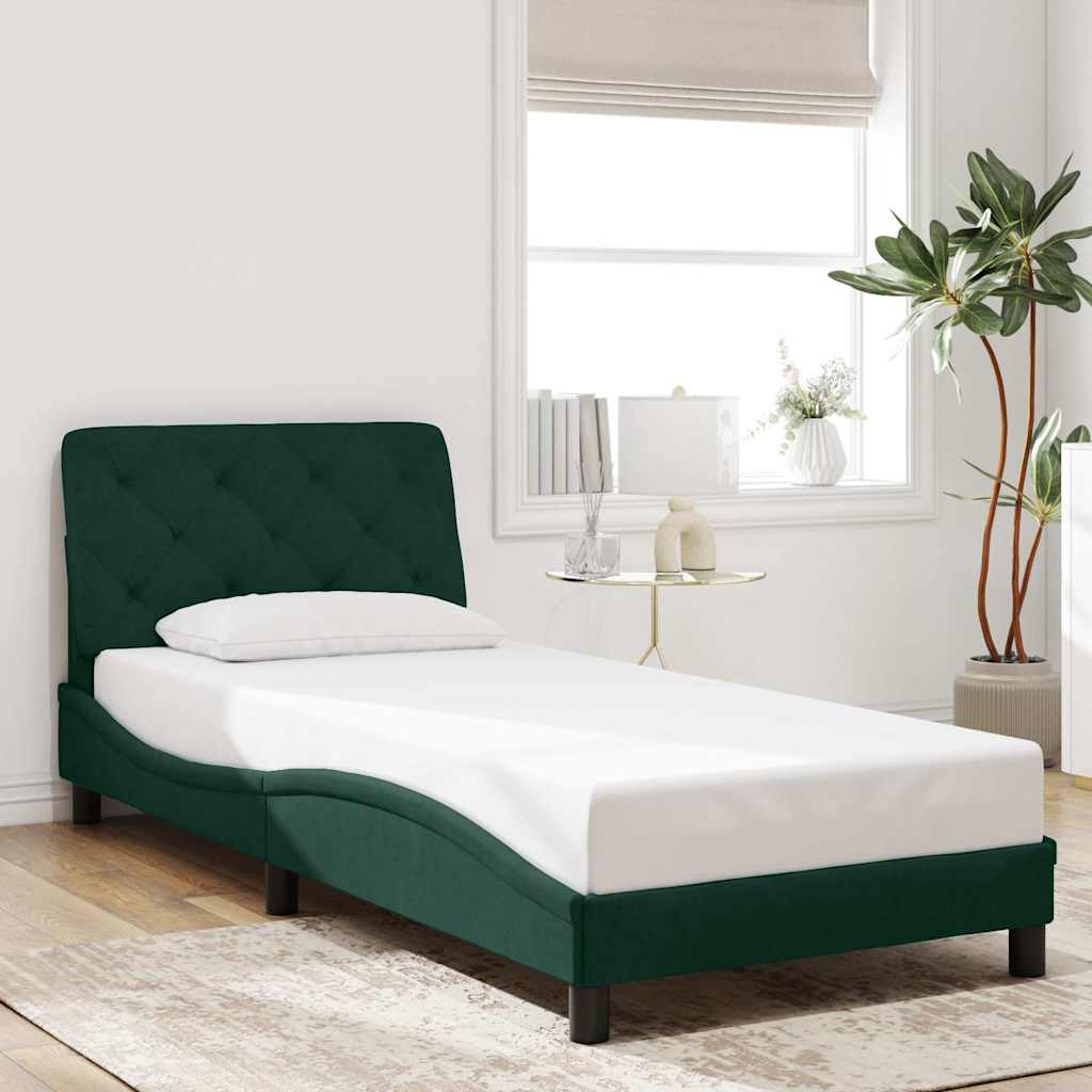 Bed Frame without Mattress Dark Green 90x200 cm Velvet