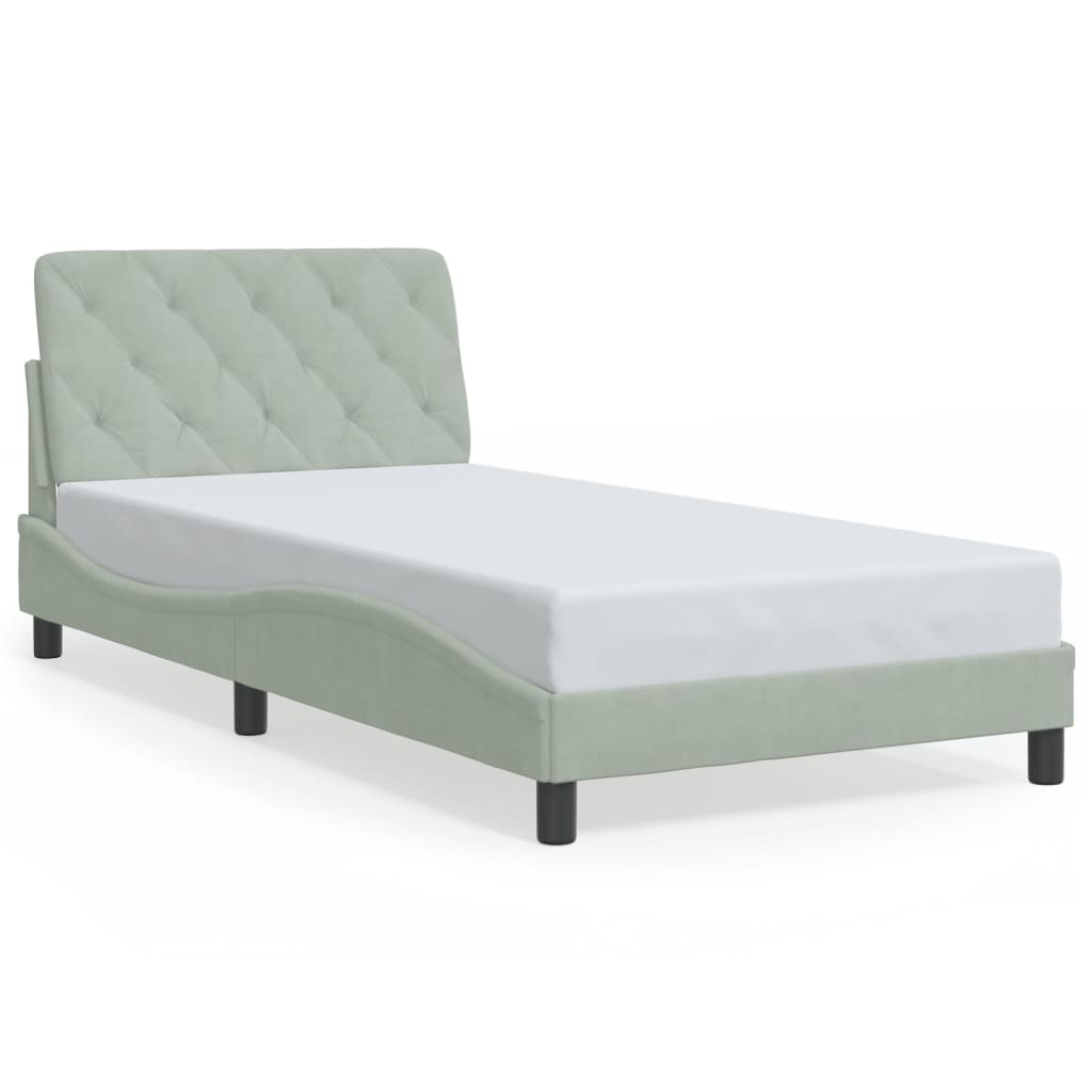 Bed Frame without Mattress Light Grey 100x200 cm Velvet