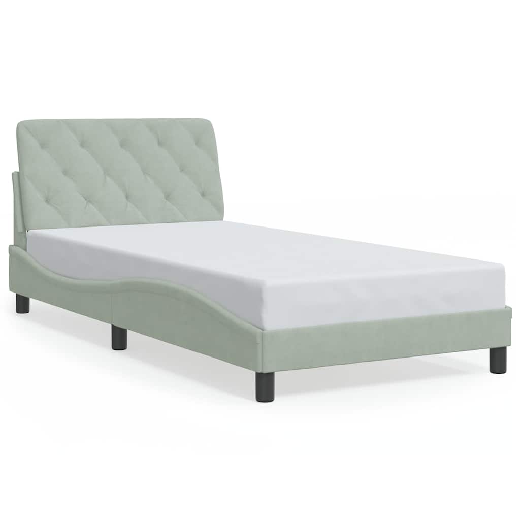 Bed Frame without Mattress Light Grey 100x200 cm Velvet