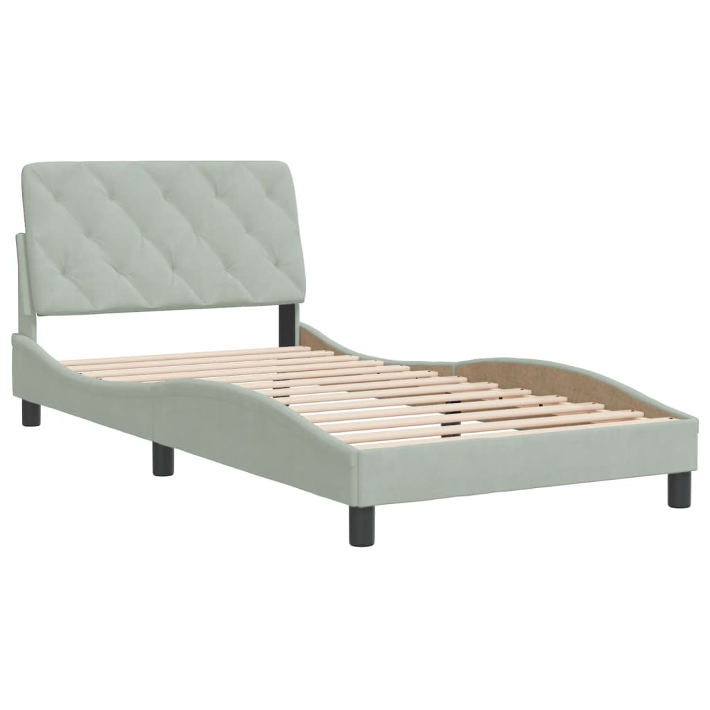 Bed Frame without Mattress Light Grey 100x200 cm Velvet