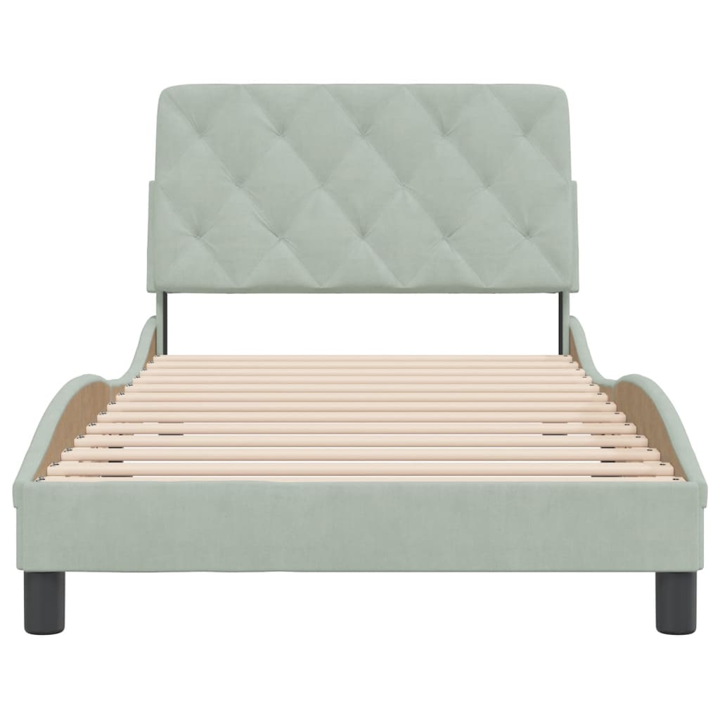 Bed Frame without Mattress Light Grey 100x200 cm Velvet