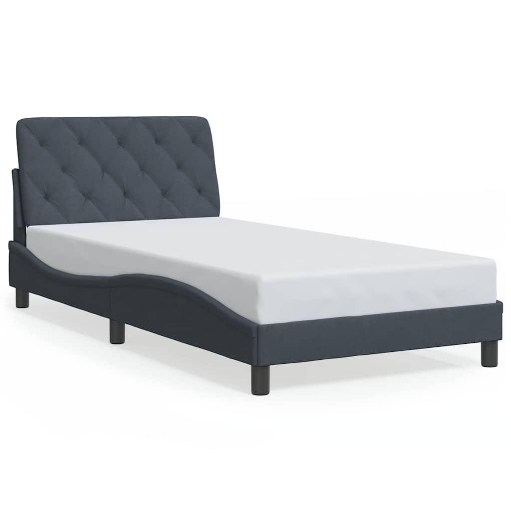 Bed Frame without Mattress Dark Grey 100x200 cm Velvet