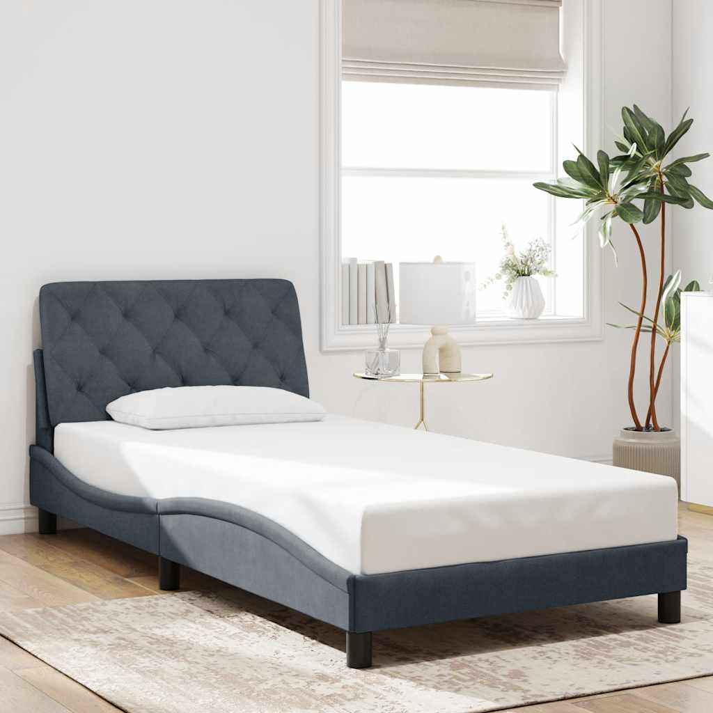Bed Frame without Mattress Dark Grey 100x200 cm Velvet