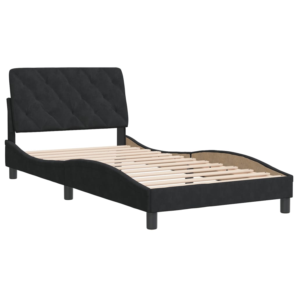 Bed Frame without Mattress Black 100x200 cm Velvet