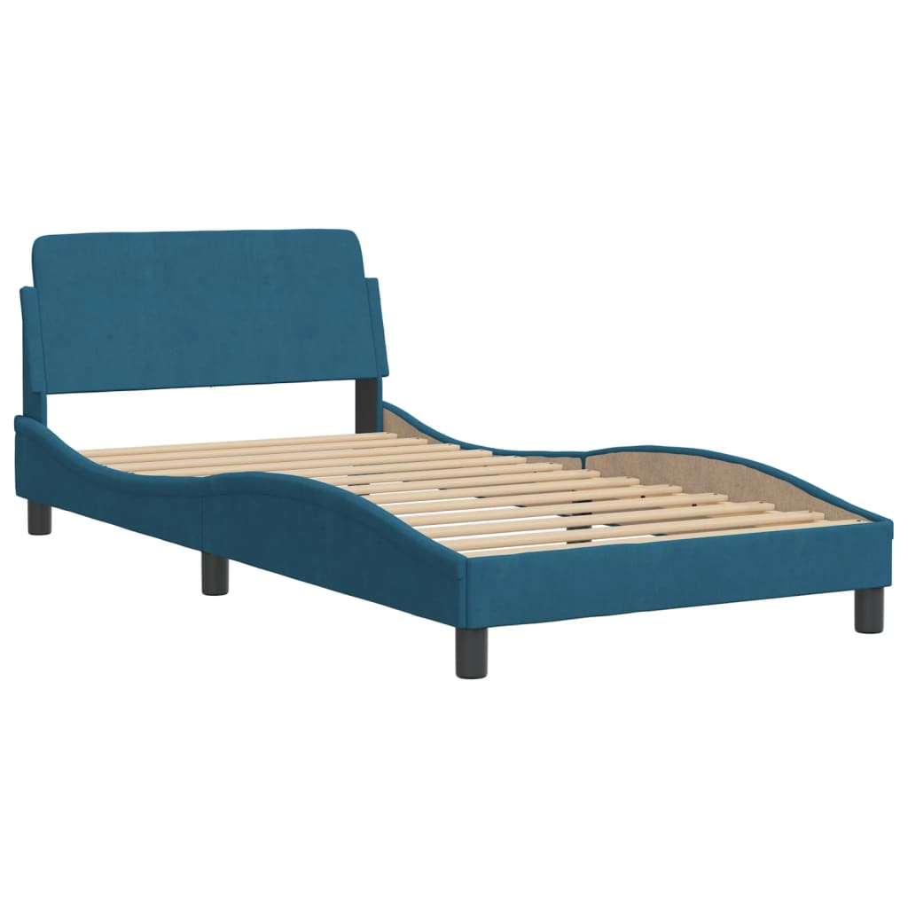 Bed Frame without Mattress Blue 100x200 cm Velvet