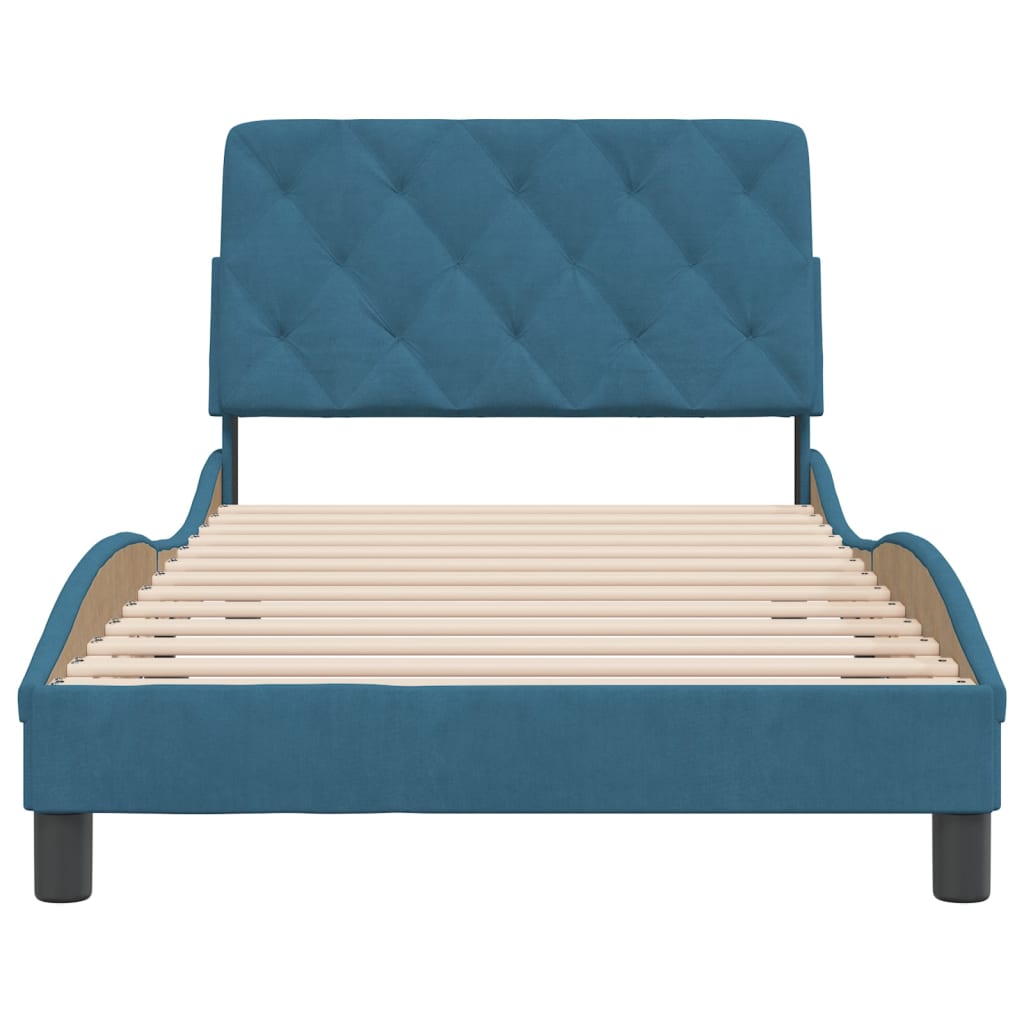 Bed Frame without Mattress Blue 100x200 cm Velvet