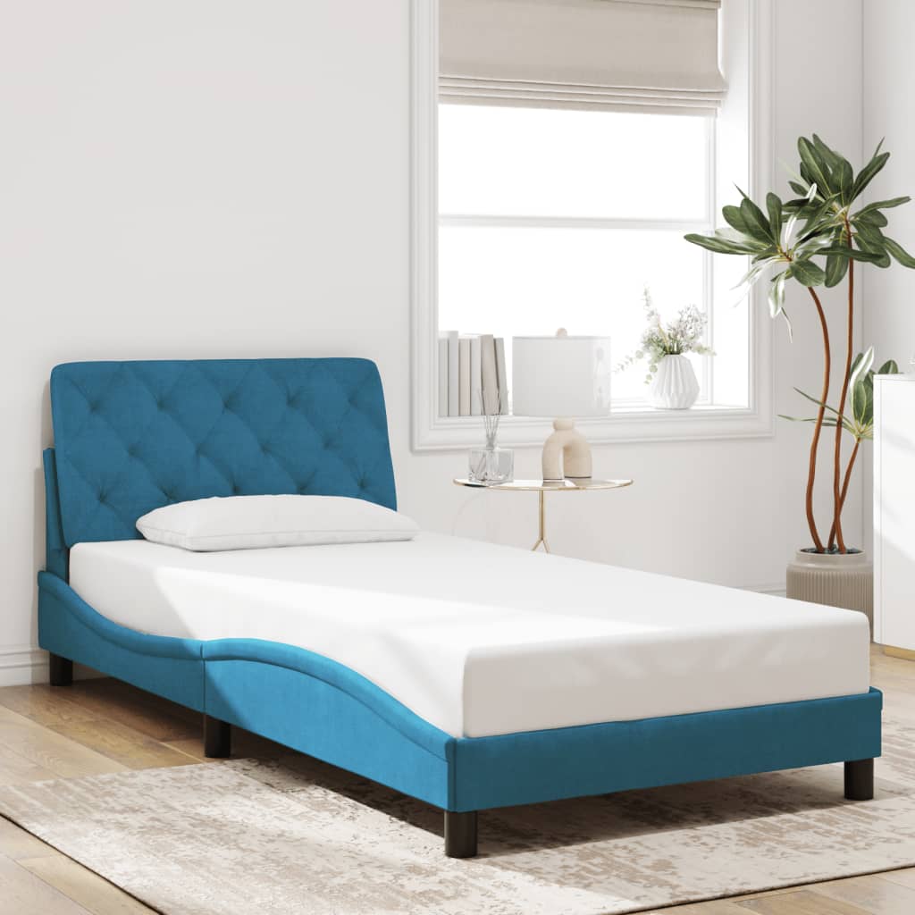 Bed Frame without Mattress Blue 100x200 cm Velvet