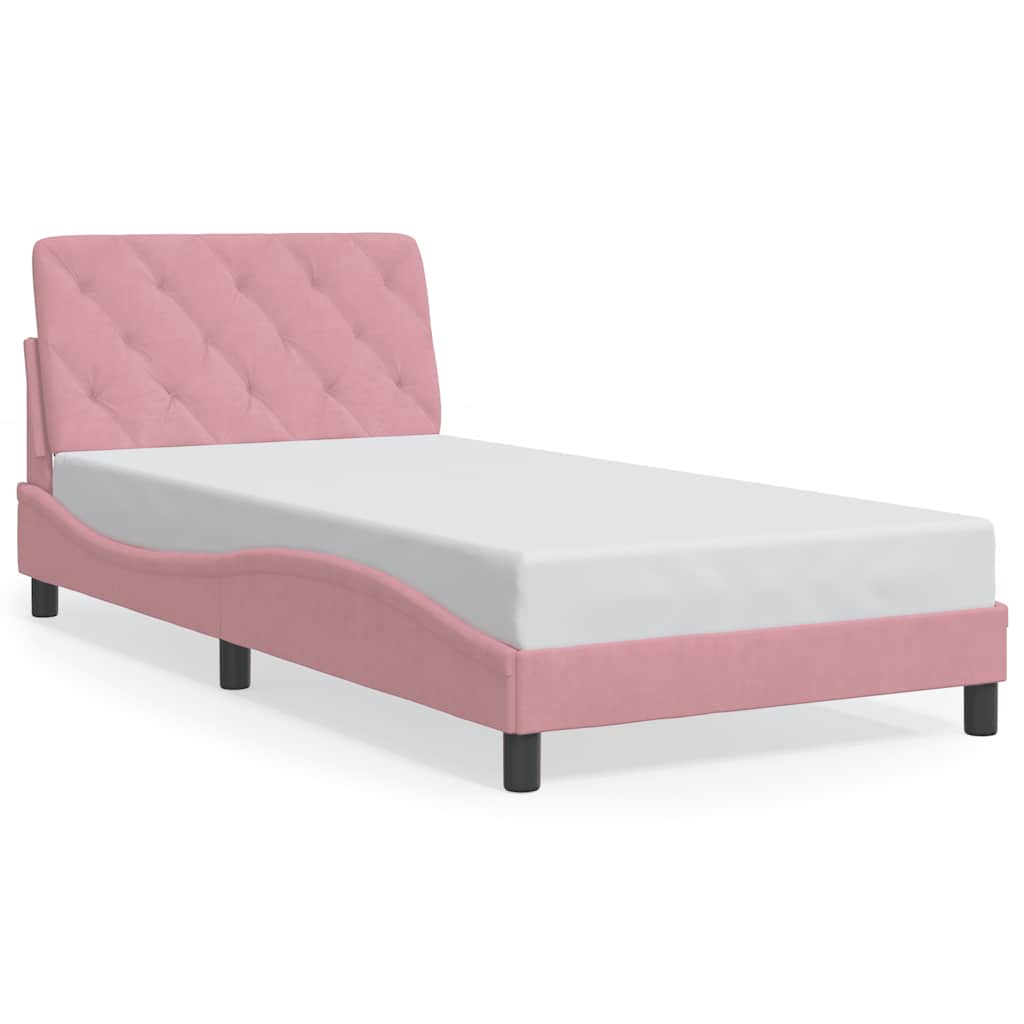 Bed Frame without Mattress Pink 100x200 cm Velvet