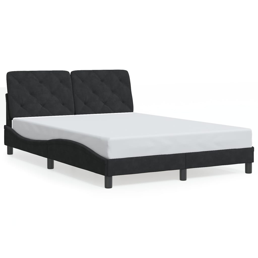 Bed Frame without Mattress Black 140x190 cm Velvet