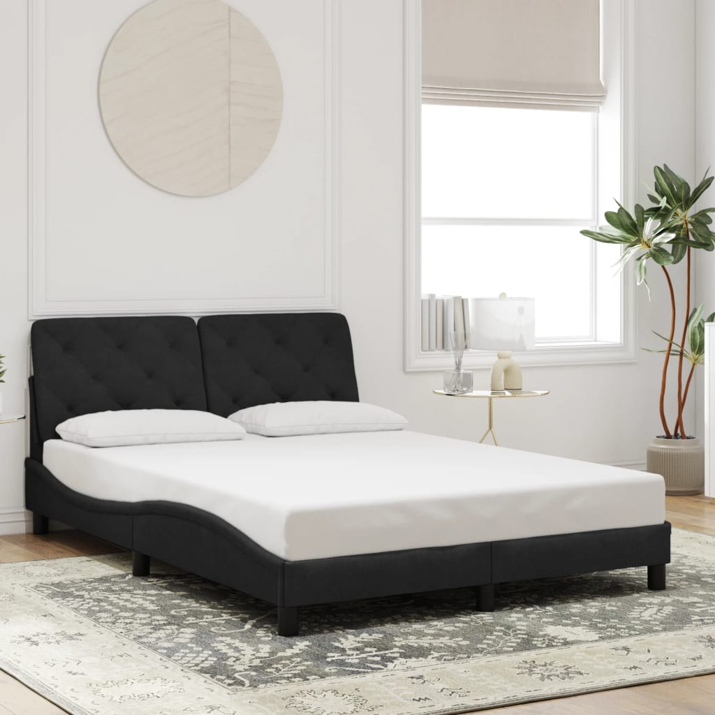 Bed Frame without Mattress Black 140x190 cm Velvet