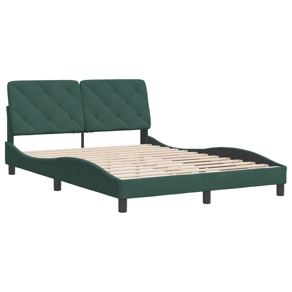 Bed Frame without Mattress Dark Green 140x190 cm Velvet