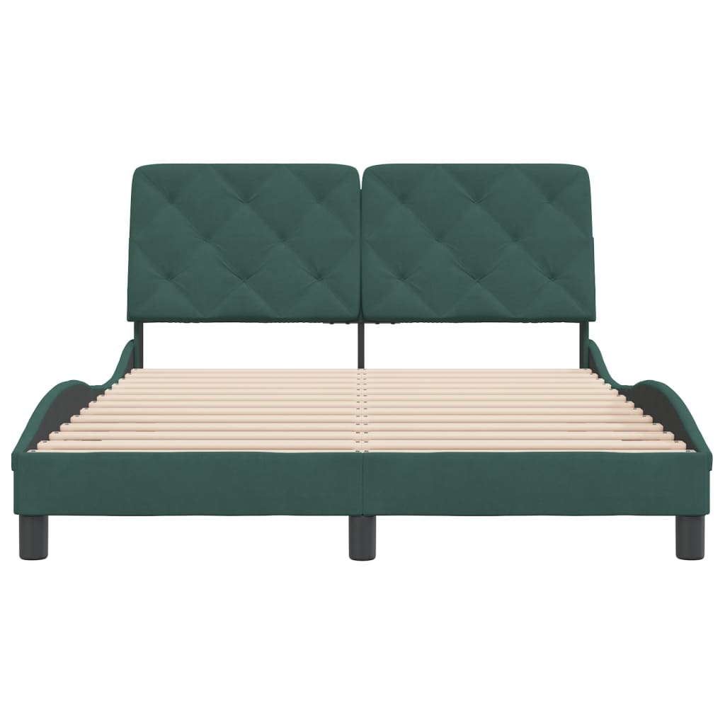 Bed Frame without Mattress Dark Green 140x190 cm Velvet
