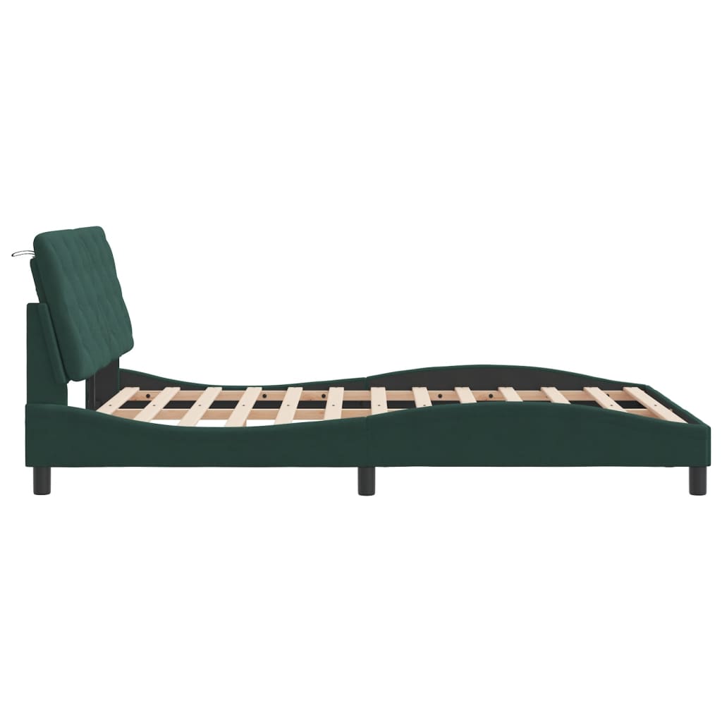 Bed Frame without Mattress Dark Green 140x190 cm Velvet