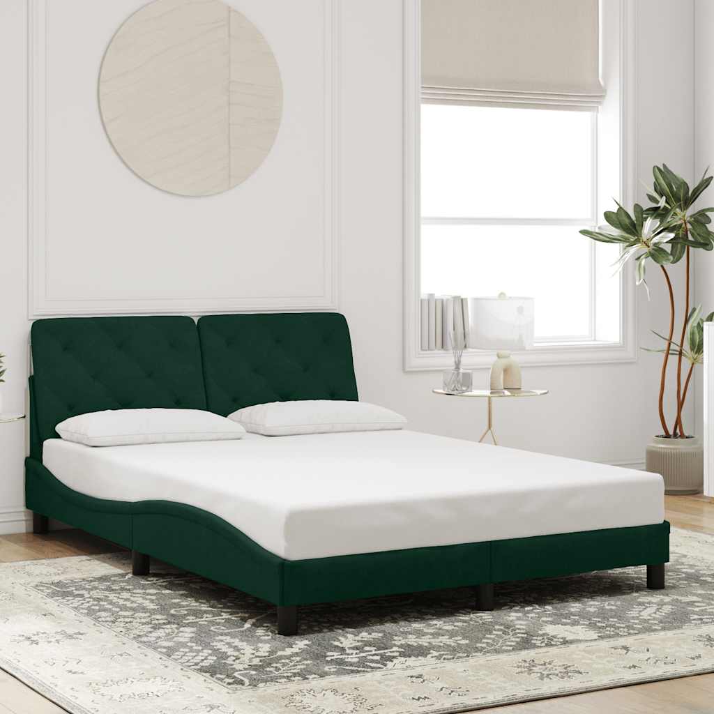 Bed Frame without Mattress Dark Green 140x190 cm Velvet