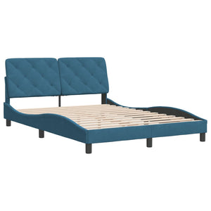 Bed Frame without Mattress Blue 140x190 cm Velvet