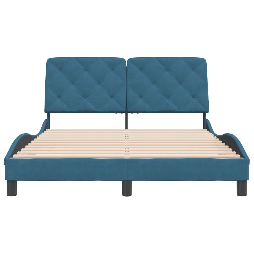 Bed Frame without Mattress Blue 140x190 cm Velvet