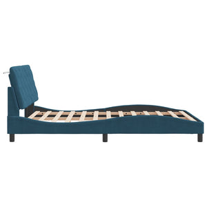 Bed Frame without Mattress Blue 140x190 cm Velvet