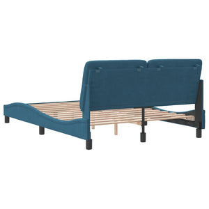 Bed Frame without Mattress Blue 140x190 cm Velvet