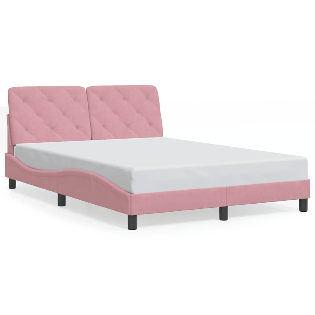 Bed Frame without Mattress Pink 140x190 cm Velvet