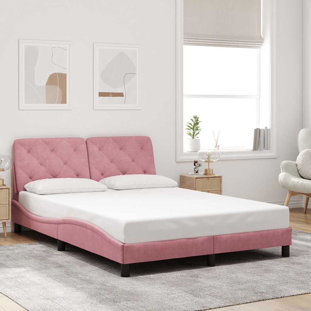 Bed Frame without Mattress Pink 140x190 cm Velvet