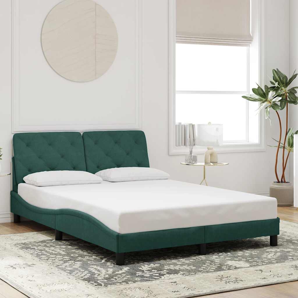 Bed Frame without Mattress Dark Green 140x200 cm Velvet