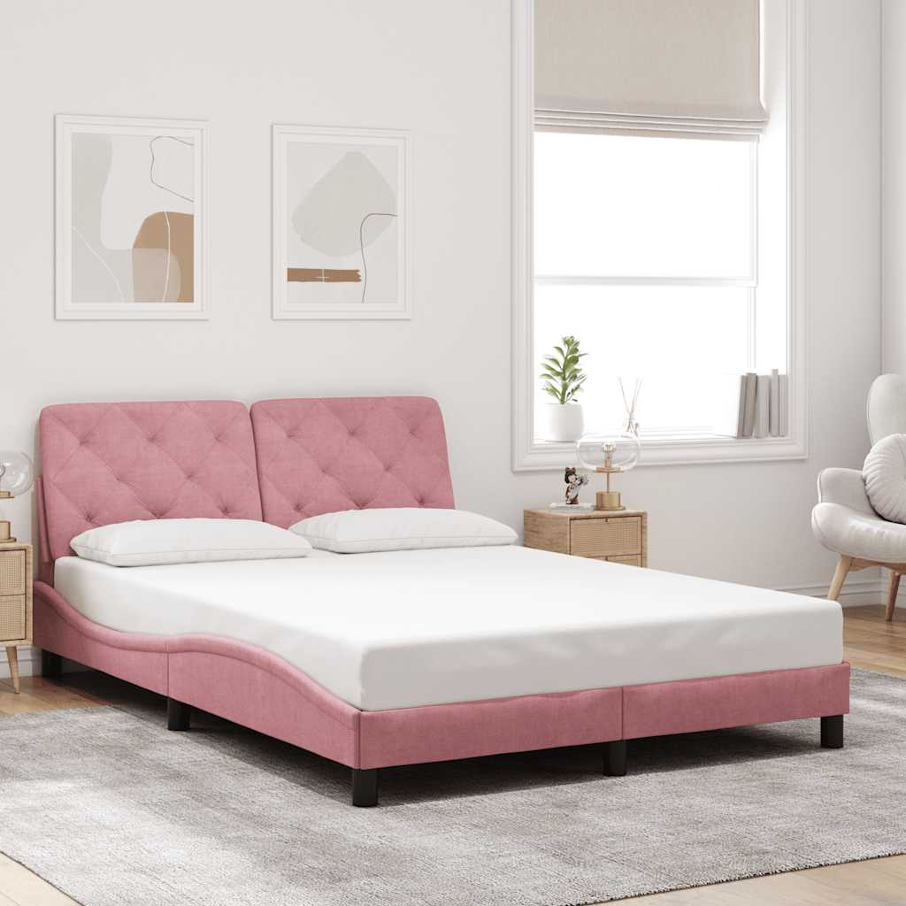 Bed Frame without Mattress Pink 140x200 cm Velvet