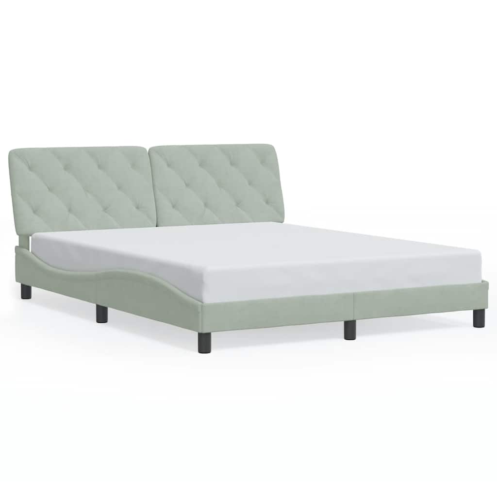 Bed Frame without Mattress Light Grey 160x200 cm Velvet