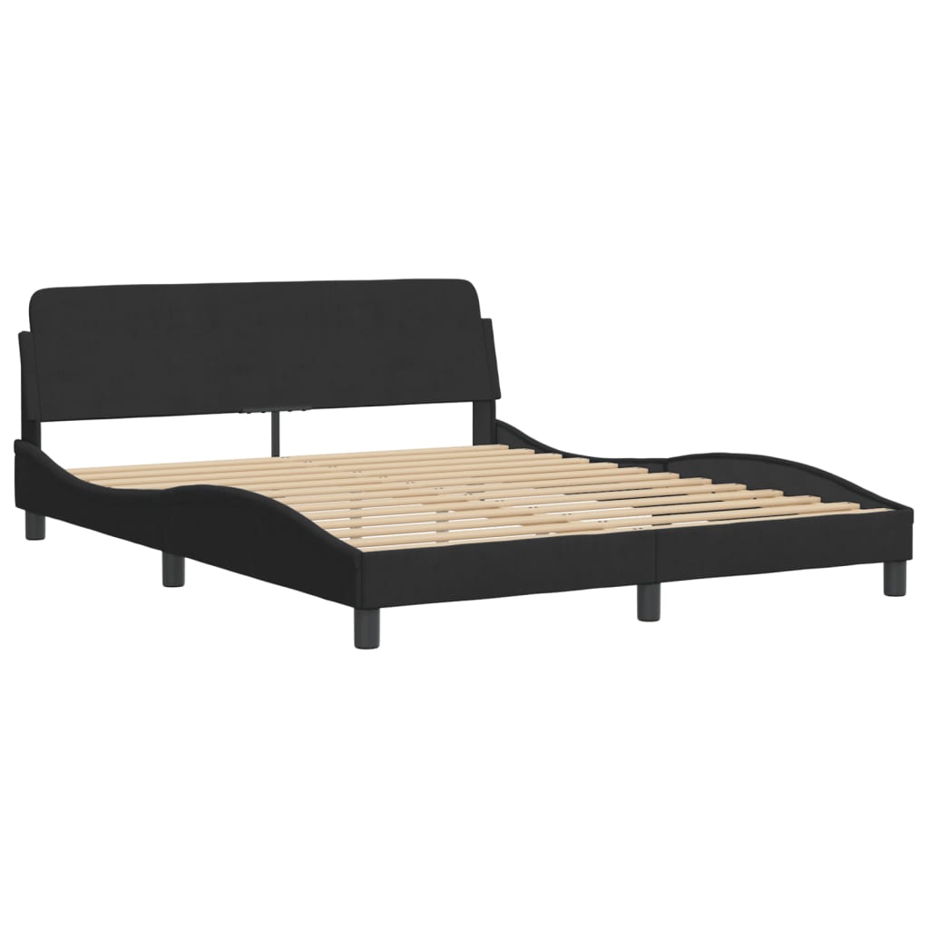 Bed Frame without Mattress Black 160x200 cm Velvet