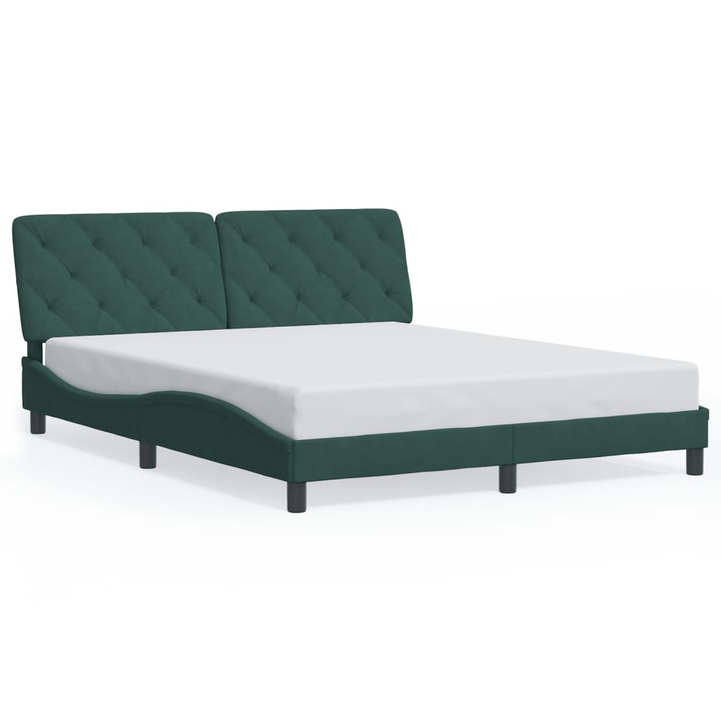 Bed Frame without Mattress Dark Green 160x200 cm Velvet