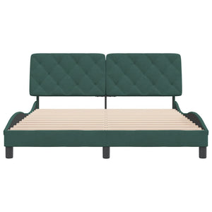Bed Frame without Mattress Dark Green 160x200 cm Velvet