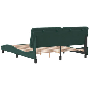 Bed Frame without Mattress Dark Green 160x200 cm Velvet