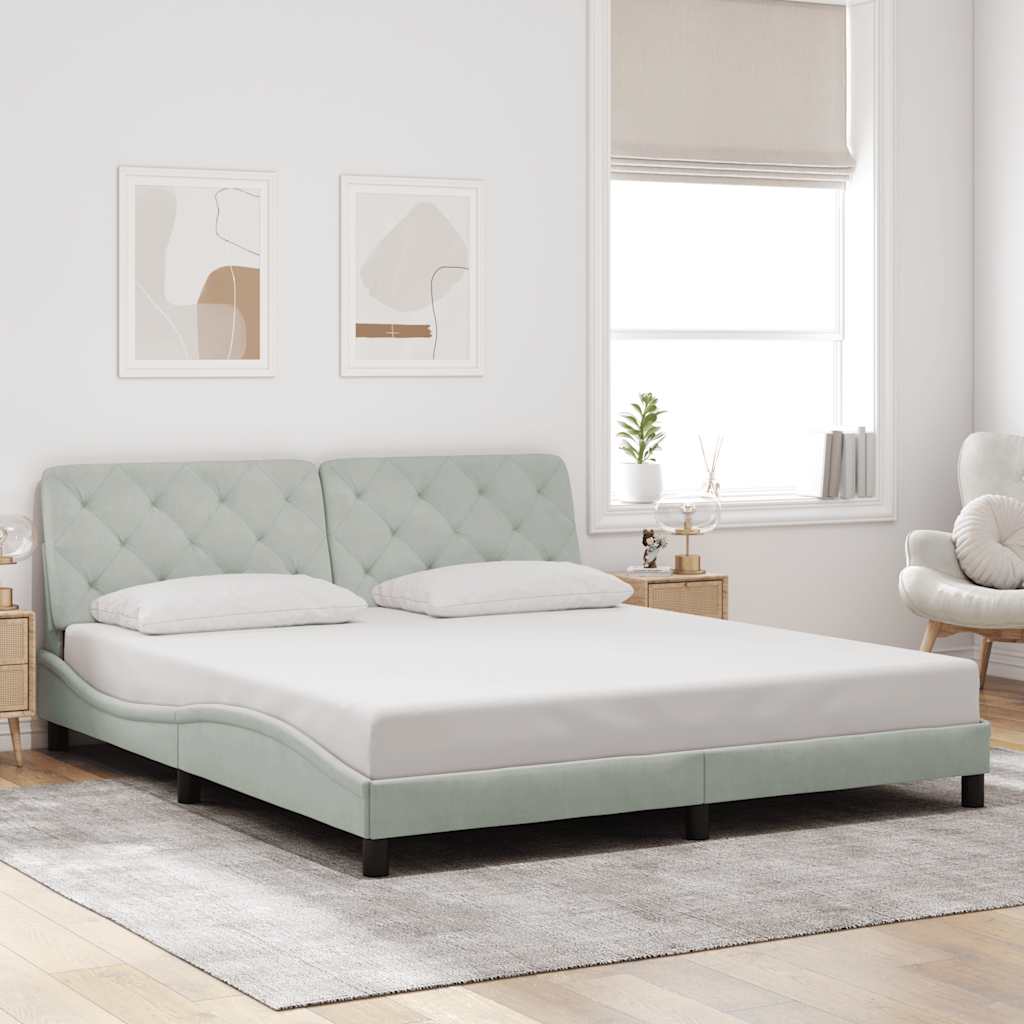 Bed Frame without Mattress Light Grey 180x200 cm Velvet