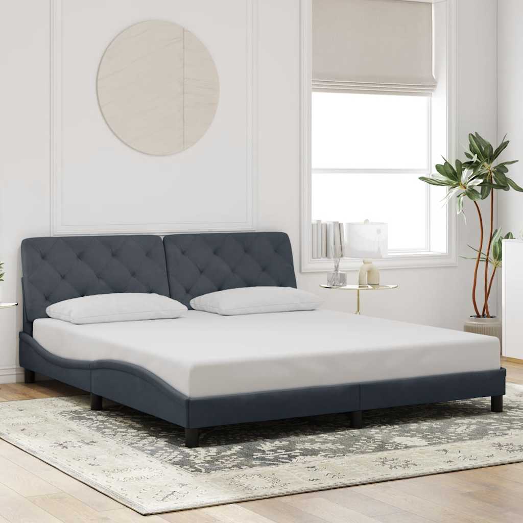 Bed Frame without Mattress Dark Grey 180x200 cm Velvet