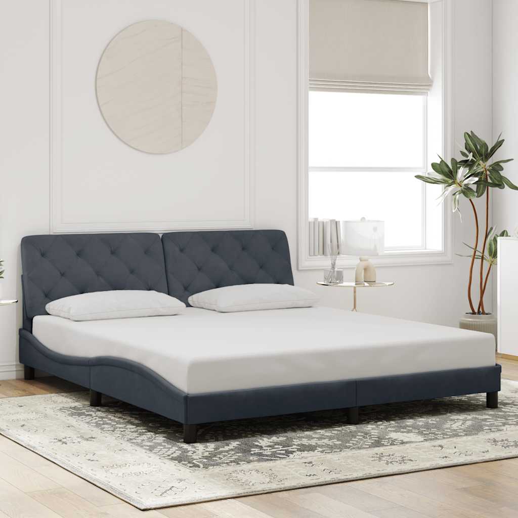 Bed Frame without Mattress Dark Grey 200x200 cm Velvet
