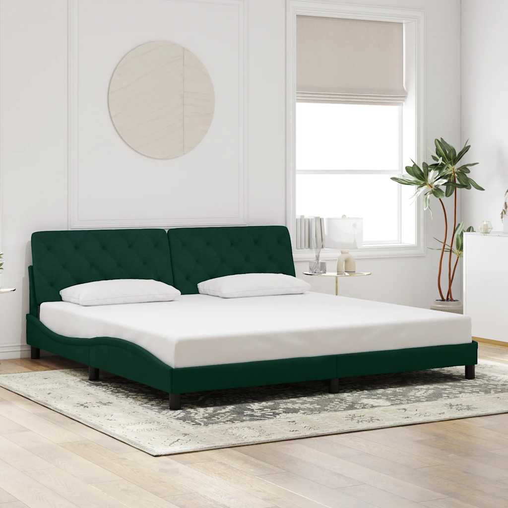 Bed Frame without Mattress Dark Green 200x200 cm Velvet