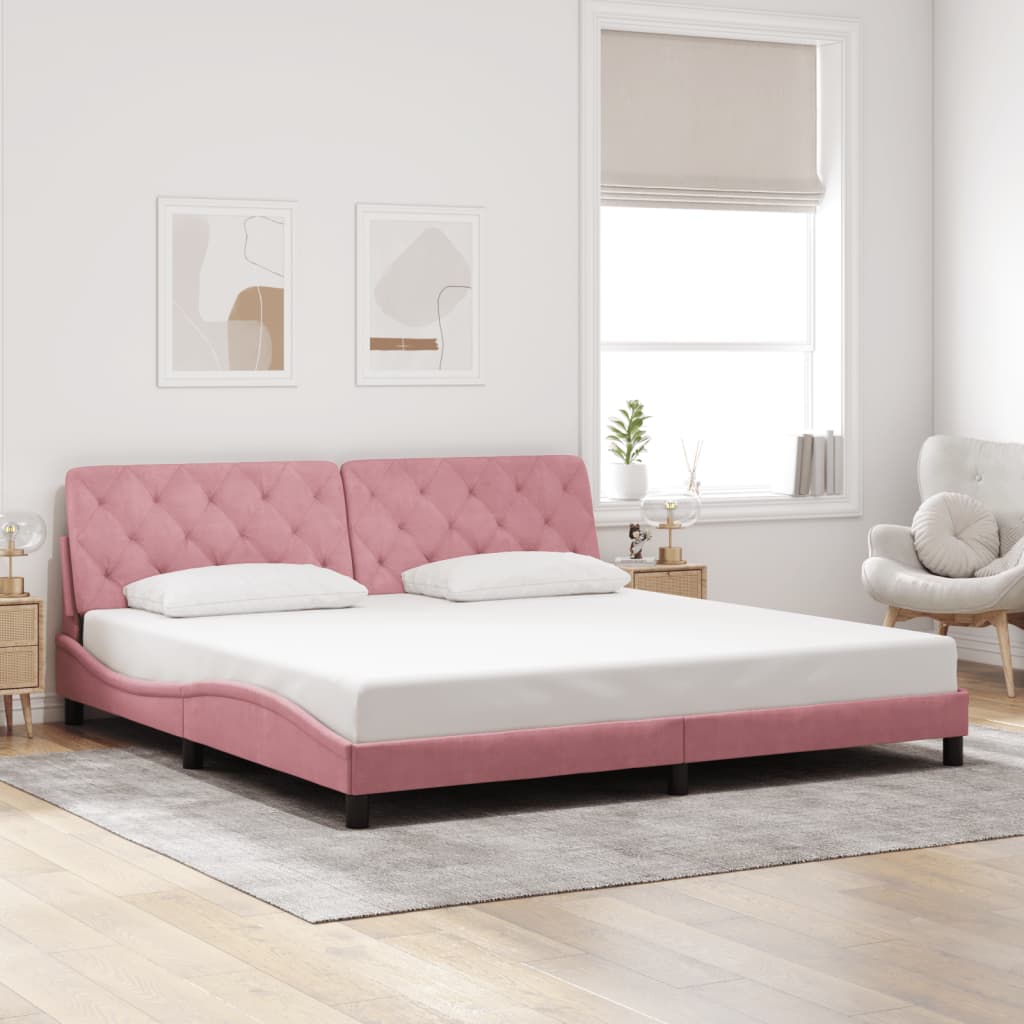 Bed Frame without Mattress Pink 200x200 cm Velvet