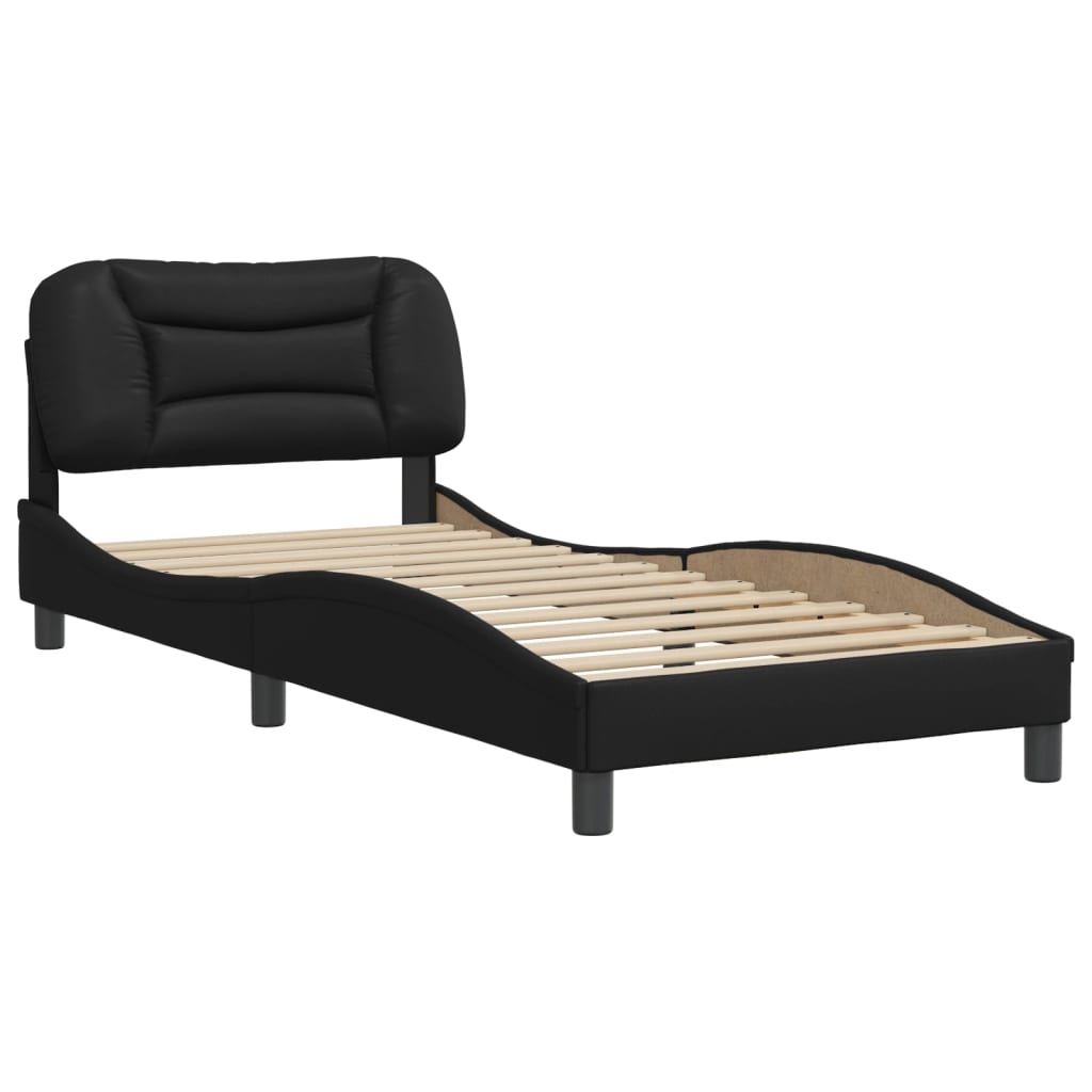 Bed Frame without Mattress "Hvar" Black 80x200 cm Faux Leather