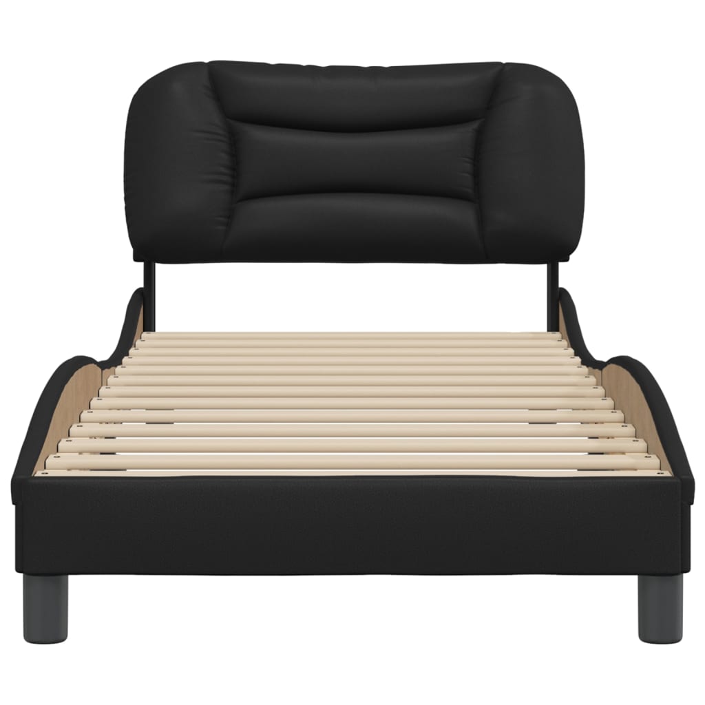 Bed Frame without Mattress "Hvar" Black 80x200 cm Faux Leather