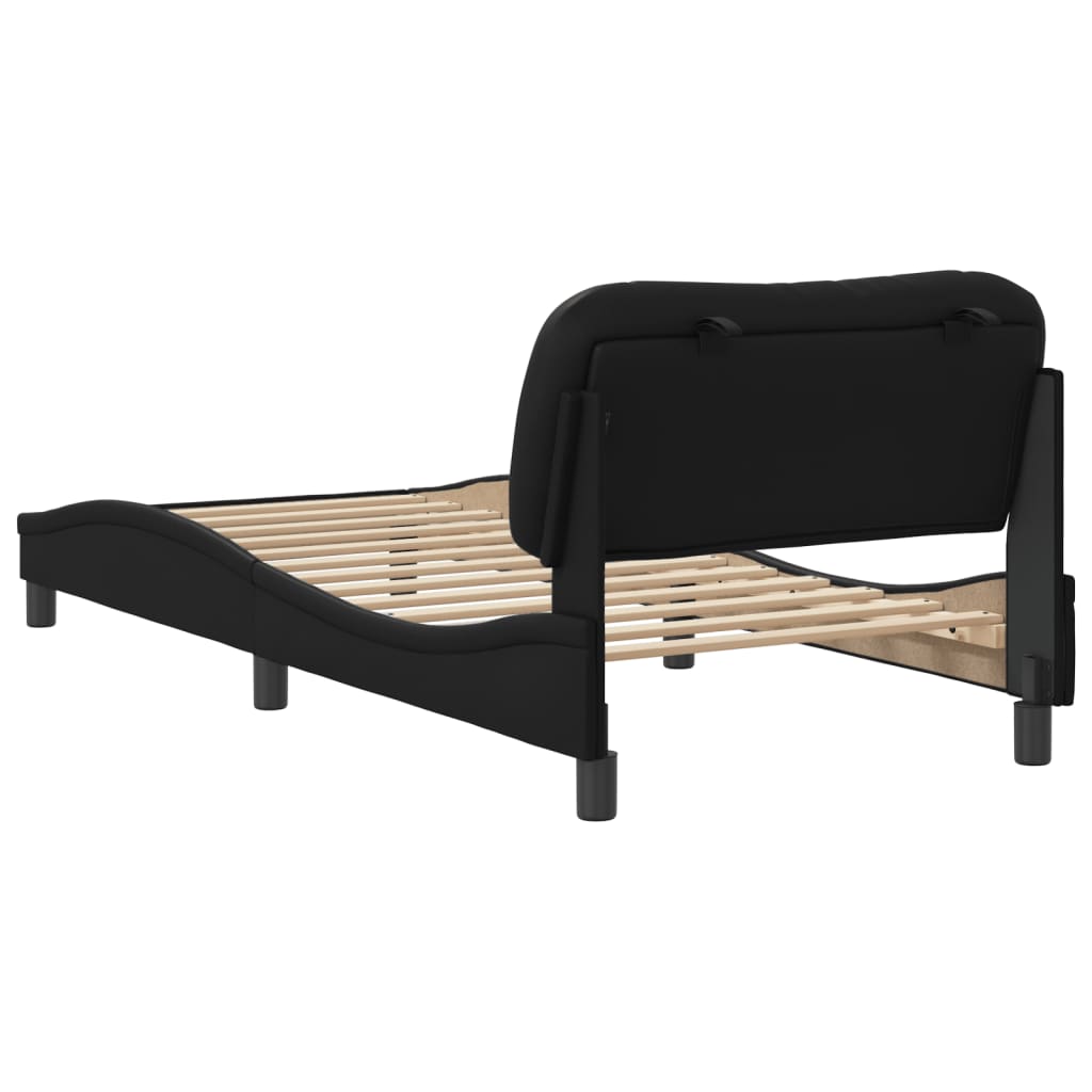 Bed Frame without Mattress "Hvar" Black 80x200 cm Faux Leather