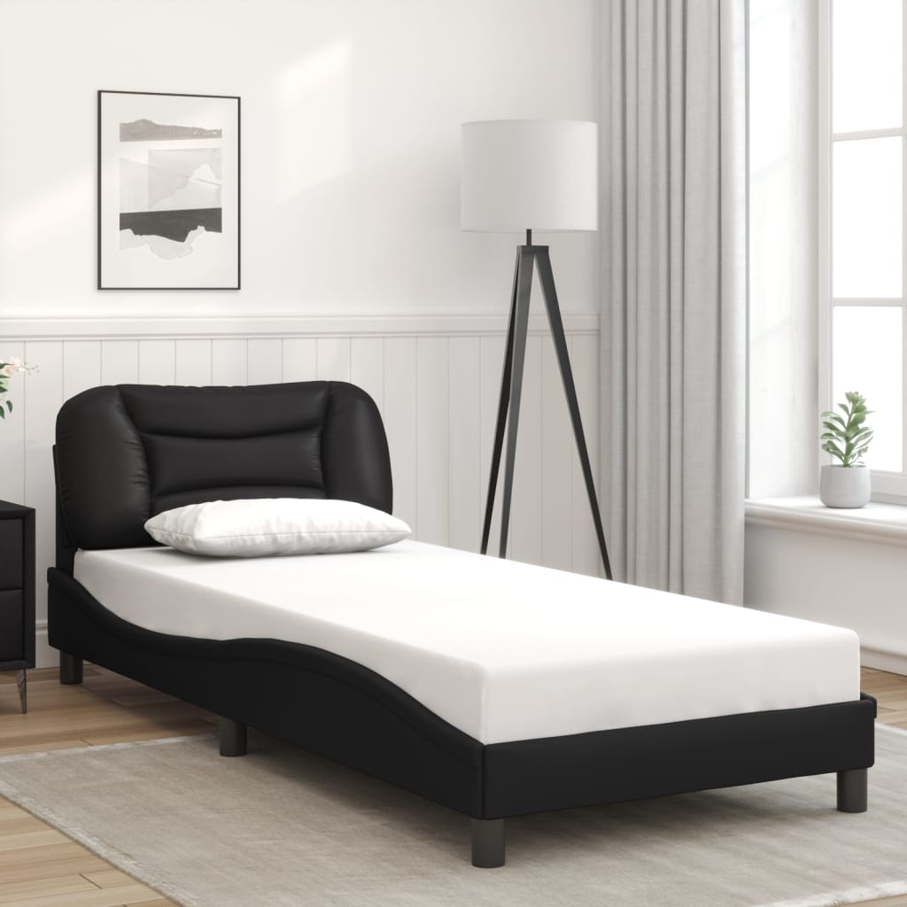 Bed Frame without Mattress "Hvar" Black 80x200 cm Faux Leather