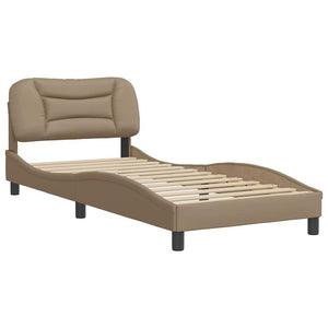Bed Frame without Mattress "Hvar" Cappuccino 80x200 cm Faux Leather