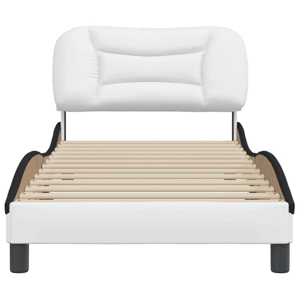 Bed Frame without Mattress "Hvar" White and Black 80x200 cm Faux Leather