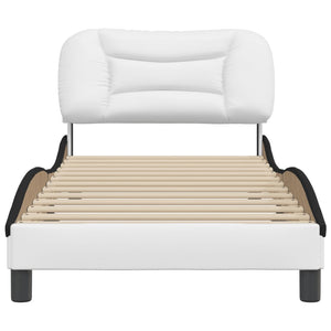 Bed Frame without Mattress "Hvar" White and Black 80x200 cm Faux Leather