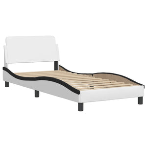 Bed Frame without Mattress "Hvar" White and Black 80x200 cm Faux Leather